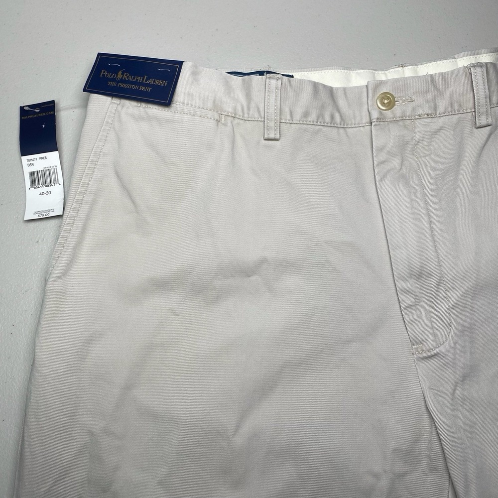 NEW Polo by Ralph Lauren Preston Pants 40x30 High Rise Flat Front Straight Leg